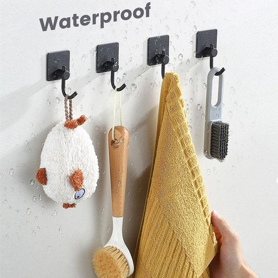 Unikorf 4x Zelfklevende Handdoekhaakjes, Zwart