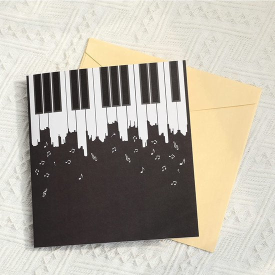 Grote 3D wenskaart piano, incl. envelop voor muziekfans