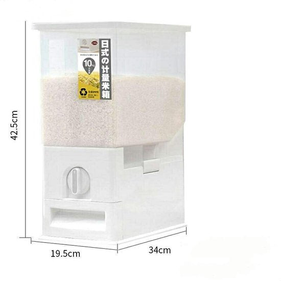 Japans Rijst/Granen Container/Dispenser/ Opbergdoos - 10KG inhoud - wit