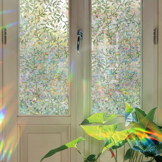 PVC glasfolie 40x100 cm - Bladpatroon, Zelfklevend & Privacy
