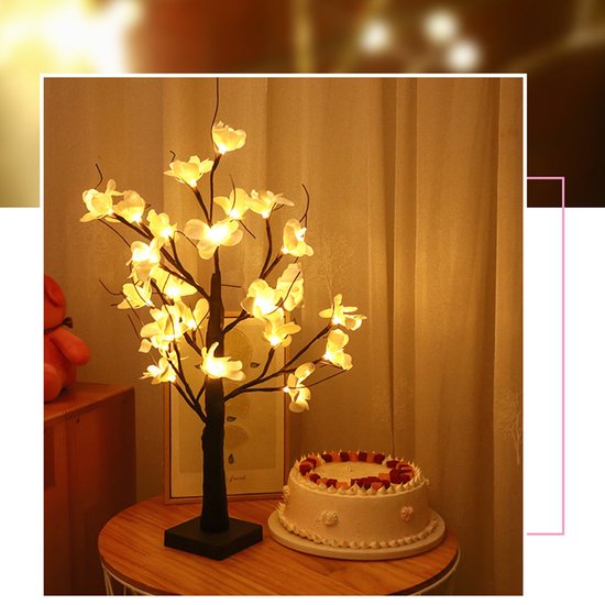 Kunstmatige Kapok Flowers Lamp Decoratie - LED Lamp - Werkt op Batterijen - Warm Wit Licht - Perfect voor Woonkamer en Slaapkamer - Feestelijke Decoratie
