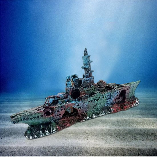 Merkloos Aquarium Decor - Realistisch Slagschip 2 Ornament