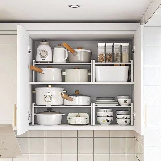 Multifunctioneel Kast Organizers-Keukenrek- Kruidenrek en pannenrek-keuekenkast-50.5x 21x 24CM wit