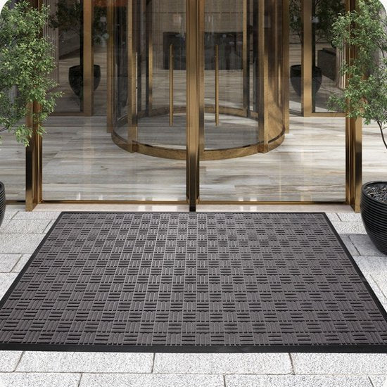 Geruit antislip deurmat -droogloopmat-deurmat voor binnen of buiten-donkergrijs 60*90cm