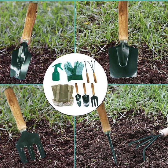 Complete 8-delige Tuingereedschapsset met handige draagtas voor Een Bloeiende Tuin-Duurzaam, Roestvrij Staal en Ultiem Gemak