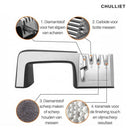 4 in 1 Messenslijper – Messen en scharen slijpen met 4 level slijpers – Simpel en snel in gebruik met vlijmscherp resultaat zonder slijpsteen – Kunststof – Zwart