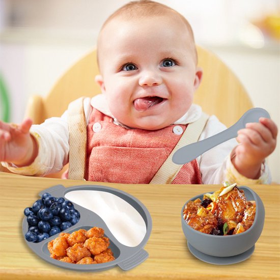 8 delig Complete Baby Eetserviesset voor Baby's van 3 Maanden en Ouder-Diepblauw