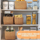 4 delige Natuurlijke Rieten Handgeweven Opbergdozen set-Rust