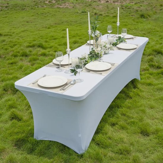 Elastisch tafelkleed rechthoek 183×76×76 cm wit