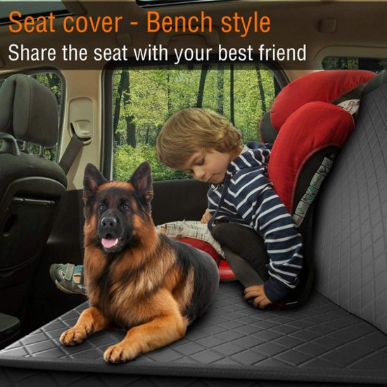 TDR - Hondendeken Auto Achterbank en Kofferbak - Beschermhoes -Autobench voor hond - Honden Deken Auto Achterbank 137*147CM -zwart