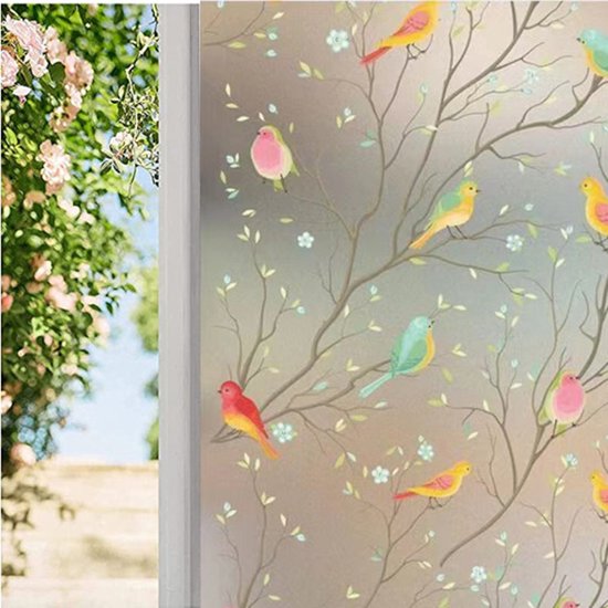 Milieuvriendelijke PVC Glasfolie - Vogelpatroon - 90x200 cm