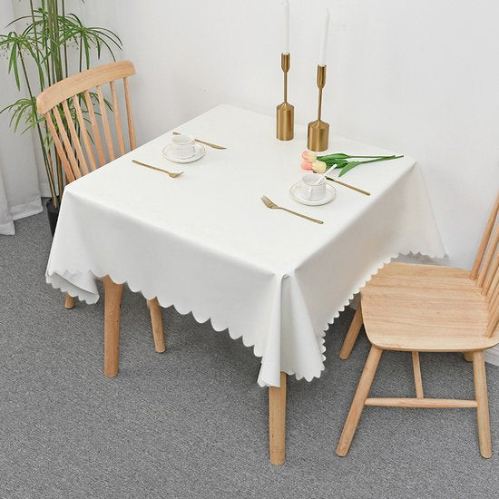 TDR-Waterdicht tafelkleed met katoen - 140x140cm - Vlekbestendig en stijlvol ontwerp - Geschikt voor binnen en buiten - Melkwit