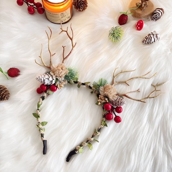 Prachtige Handgemaakte kerst Haarband met dennenappels- en B