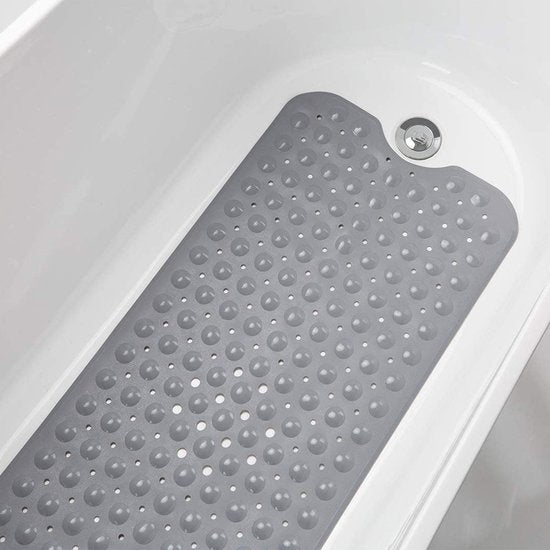 Verlengde PVC Antislip Badmat-Stevige Zuignappen - Duurzaam en Gemakkelijk te Reinigen100*40CM-grijs