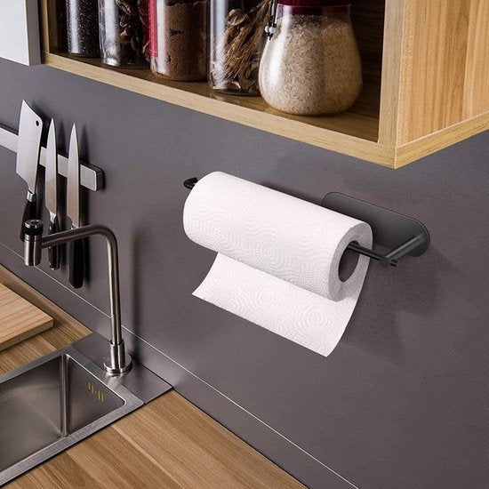 TDR- roestvrijstalen Keukenrolhouder- Keukenaccessoires-Zelfklevende Rolhouder-zwart