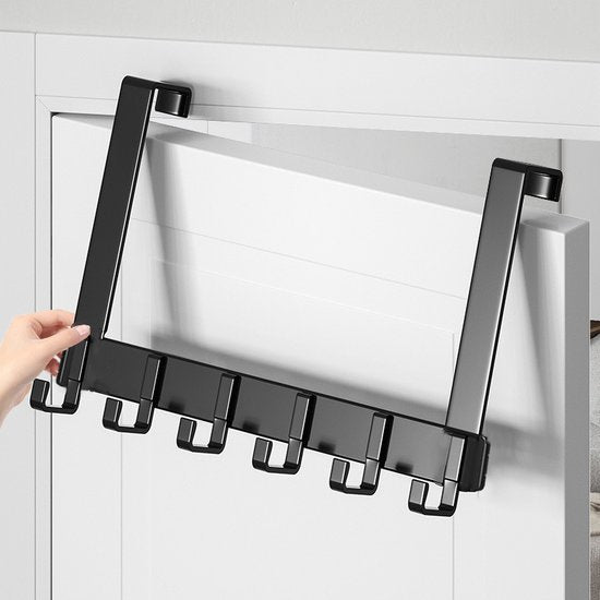 Premium Ruimte Deurkapstok met 6 Haken - Zwart