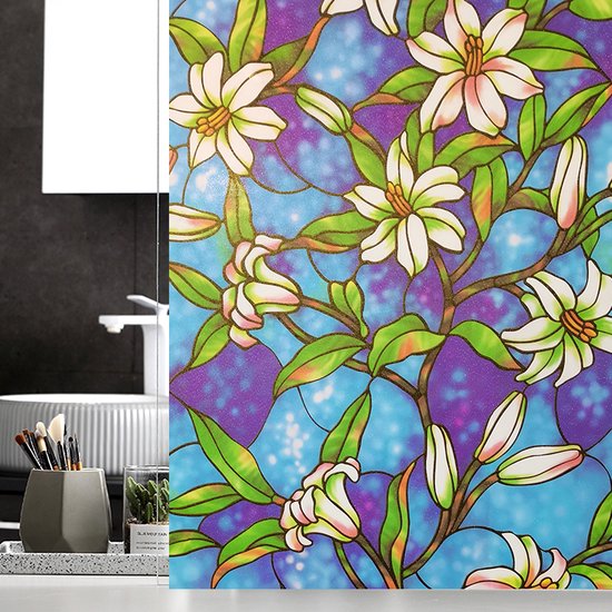 Milieuvriendelijke PVC Glasfolie - Leliebloemen - 90x200 cm