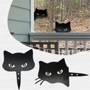 Katten decoraties set - Tuinbeelden dieren - Buiten versieren - Stevig staal - Set van 2 - Zwart