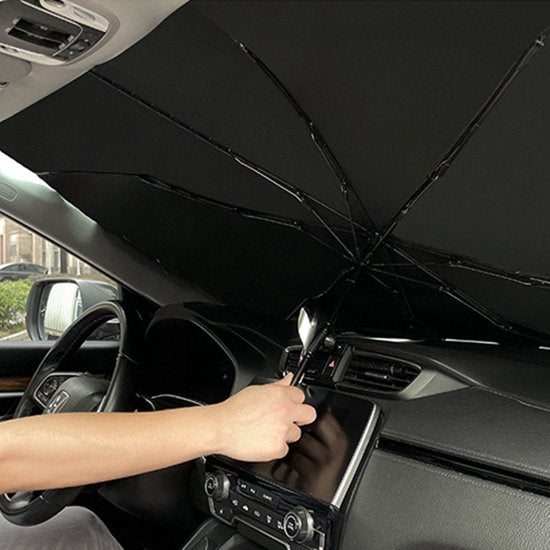 EXTRA GROOT Zonnescherm / autoparaplu - Binnenkant Voorruit Auto - Opvouwbaar - Hitte en UV bescherming 148X86cm
