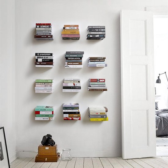 prachtige verborgen metalen boekenplank-zwevende boekenplank-10.5x6x6.6CM zwart