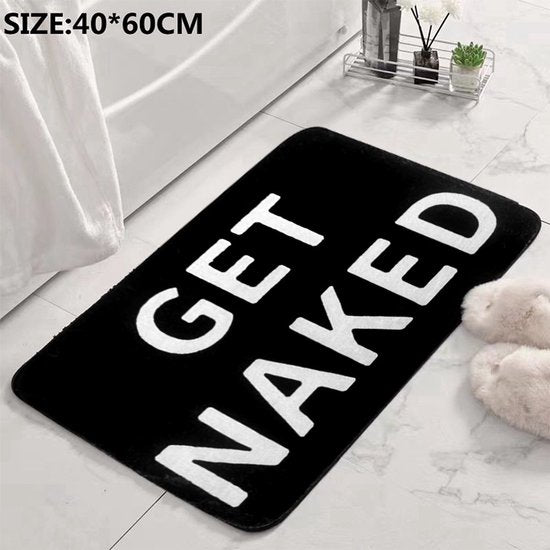 Luxe "GET NAKED" Badmat met Antislip- Zachte Pluche Comfort - Duurzaam en Absorberend 40*60CM-zwart