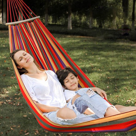 Hangmat met Ophangkoord, Opbergtas en Bevestigingstouwen -Ge