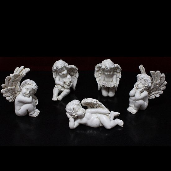 6 stuks Engelbeeldjes van hars, set van vijf, 16*13,5*27,5 cm