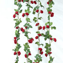 2x Rode rozen slinger 145cm - Kunstbloemen voor Bruiloft