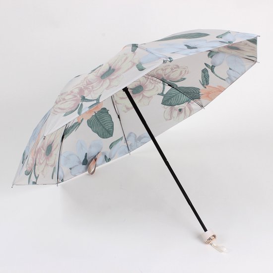 TDR-Opvouwbaar bloem paraplu - Zonbescherming Anti-Uv UPF50 + -Windproof- Stevig paraplu met diameter van 97 cm-blauw met rode rozen