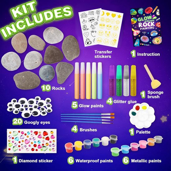 Glow-in-the-Dark Stenen Schilderset voor Kinderen