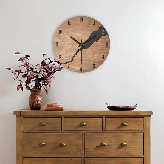 Creatieve, eenvoudige houten wandklok-30 cm diameter