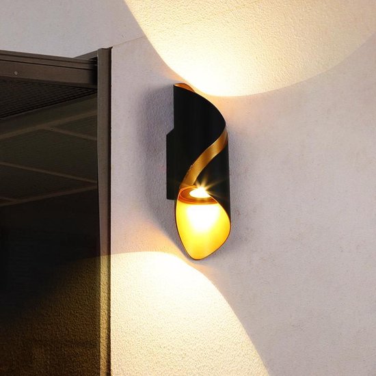Xtraworks Moderne LED Wandlamp Zwart/Goud Waterdicht