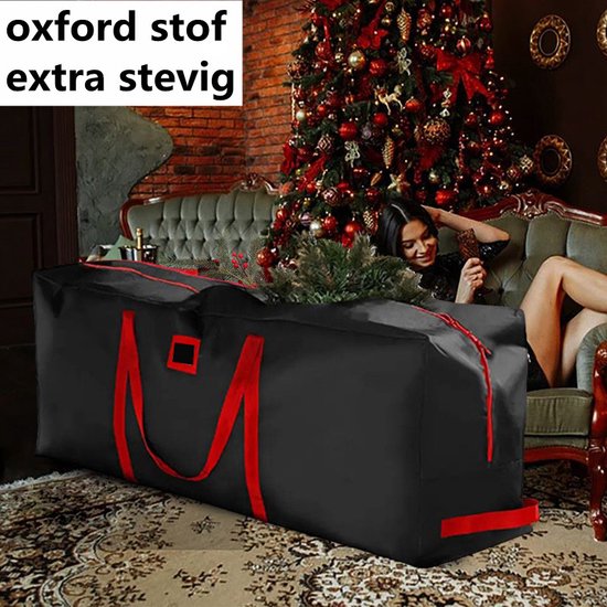 Duurzame Opbergzak - Perfect voor Kerstboom, Kleding en Dekens - Extra Stevig en Waterbestendig - Met Handgrepen voor Gemakkelijk Dragen - 162 x 36 x 74,5 cm - zwart