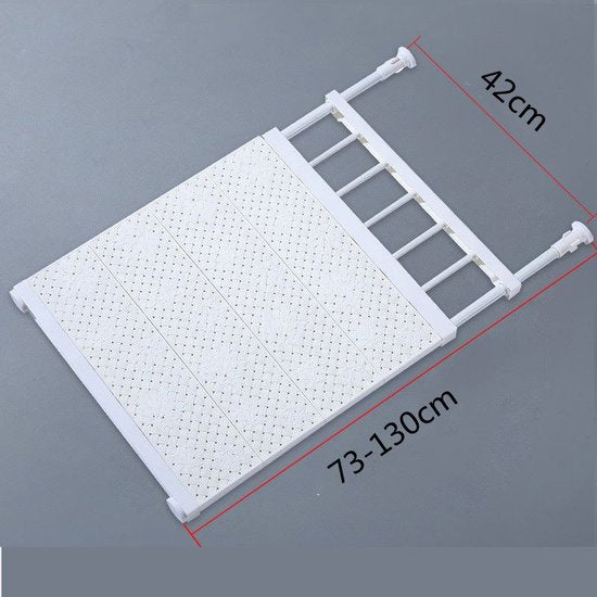 TDR - Verstelbaar opbergrek Uitschuifbare separatorplank, plankkastorganizer, voor kledingkast, kast, boekenkast Compartiment verzamelen-73cm tot 130cm-wit