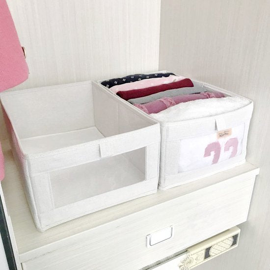 Merkloos: 2 stuks Beige Opbergdoos, Opvouwbaar & Stapelbaar