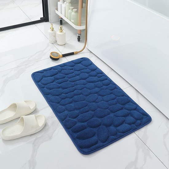 Luxe badkamermat 50x80 cm donkerblauw - Comfort & waterabsor