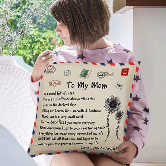 Sierkussensloop 45x45 cm - 'To my mom' - Moederdag cadeau