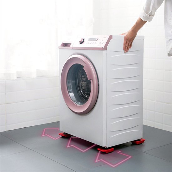 Meubelroller 4 stuks met krik - Max 150kg - Rood