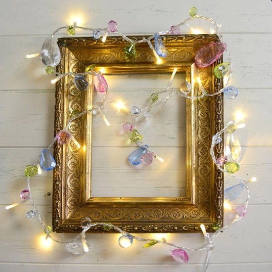 LED Lichtsnoer met kristallen kralen - 10 lampjes 1.5m