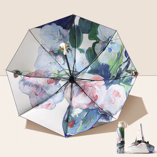 TDR-Opvouwbaar bloem paraplu - Zonbescherming Anti-Uv UPF50 + -Windproof- Stevig paraplu met diameter van 97 cm