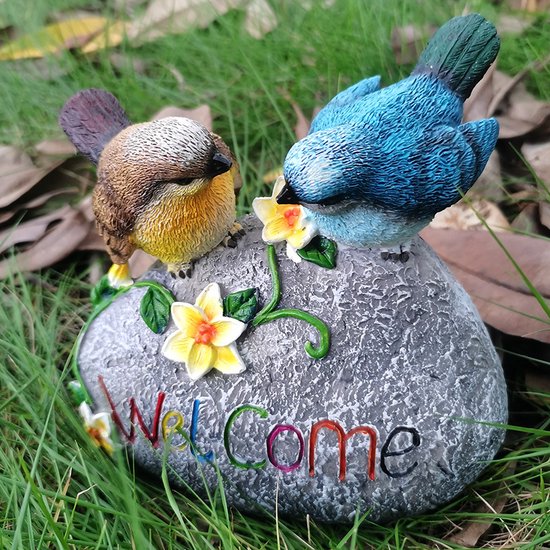 Prachtige Landelijke Hars Vogeldecoratie met Warm Welkom- Duurzaam en Charmant- 15*6*14cm