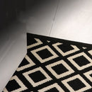 Geometrische antislip deurmat voor binnen-Schoonloopmat-zwart/beige 60x90cm