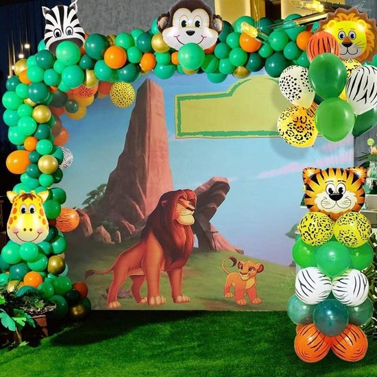 68 delig verjaardagset - Thema: Safari en dieren - Versiering voor feestjes, verjaardag - feestdecoratie