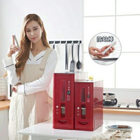 Japans Rijst/Granen Container/Dispenser/ Opbergdoos - 6KG inhoud - rood