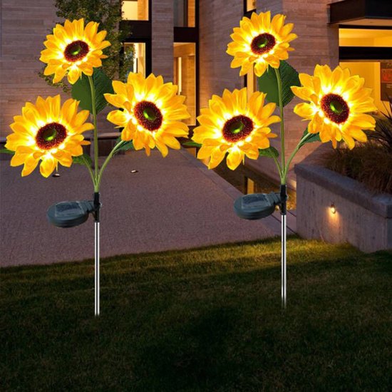 solarlamp Zonnebloemen - LED-verlichting - Automatische dag en nacht sensor - Duurzaam en weerbestendig