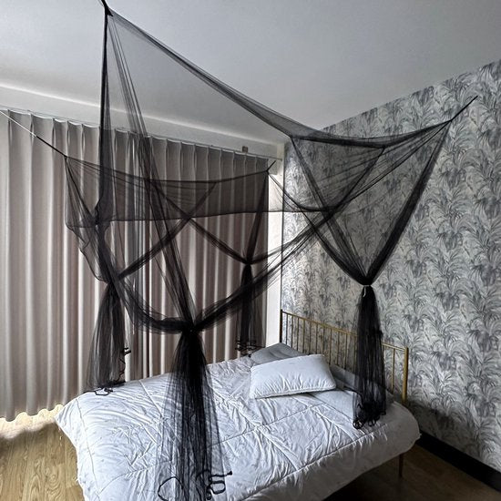 Vierkante klamboe 4 deuren zwart 210x240x190 cm