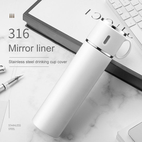 TDR - Thermosfles - RVS - grote capaciteit - 580 ml  wit