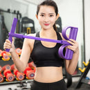 TDR - multifunctioneel weerstandstesiontouw, buiktrainer beentrainer Fitness trekkoord met voetpedaal-paars