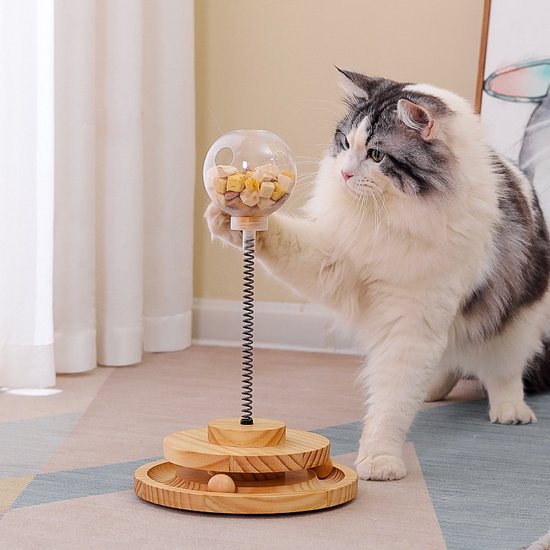 Houten draaitafel kattenspeelgoed - Jachtinstinct verbeteren