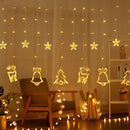 LED Lichtgordijn met Charmante Kerstboom en Belvormige Decoraties- voor een Warme en Feestelijke Leefruimte, 138 Warme LED's